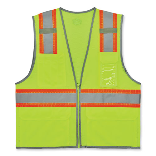 Picture of GloWear 8246Z-S Single Size Class 2 Two-Tone Mesh Vest, Polyester, Large, Lime