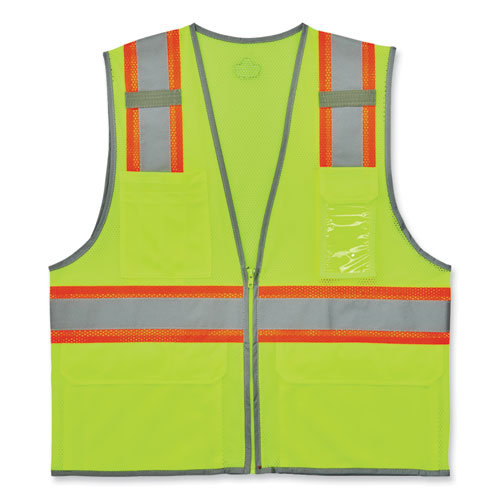 Picture of GloWear 8246Z-S Single Size Class 2 Two-Tone Mesh Vest, Polyester, Medium, Lime