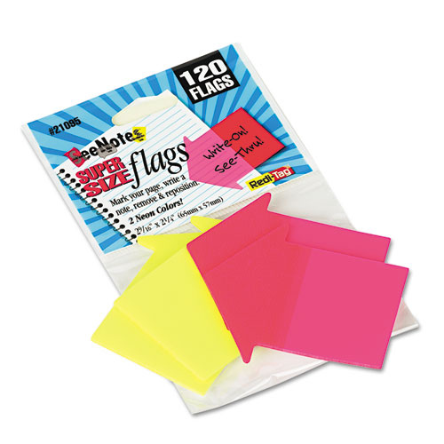 Picture of SeeNotes Transparent-Film Arrow Page Flags, Neon Assorted, 60/Pad, 2 Pads