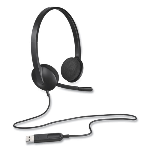 Picture of H340 Binaural Over The Head Corded Headset, Black