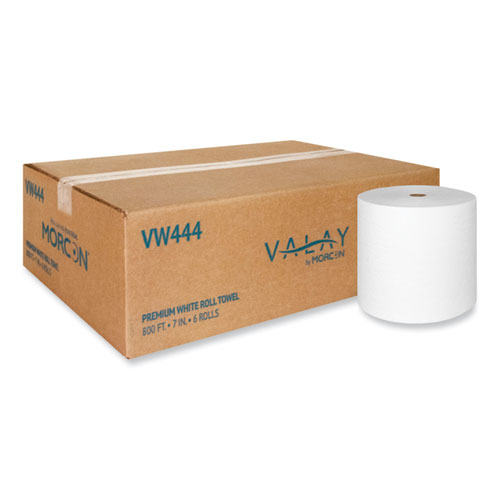 Picture of Valay Proprietary Roll Towels, 1-Ply, 7" x 800 ft, White, 6 Rolls/Carton