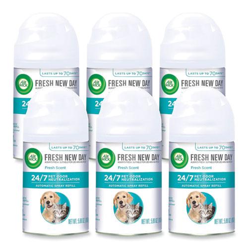 Picture of Pet Odor Neutralization Automatic Spray Refill, Fresh Scent, 5.89 oz Aerosol Spray, 6/Carton
