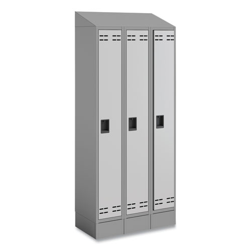 Picture of Triple Sloped Metal Locker Hood Addition, 36w x 18d x 6h, Gray