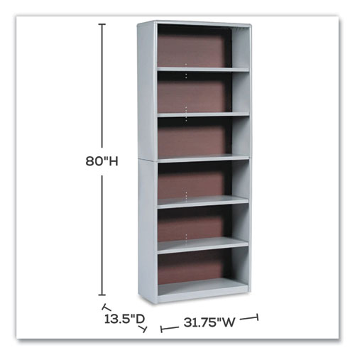 Picture of ValueMate Economy Bookcase, Six-Shelf, 31.75w x 13.5d x 80h, Gray