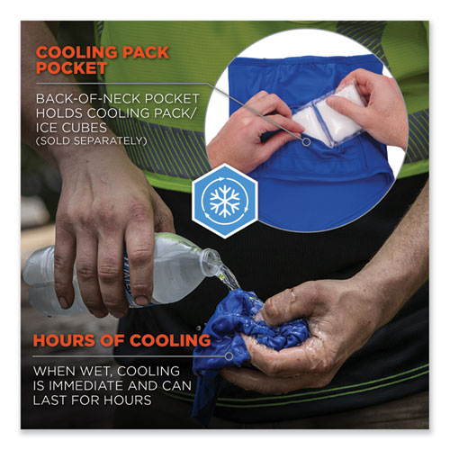 Picture of Chill-Its 6483 Cooling Neck Gaiter Bandana Pocket, Polyester/Spandex, Small/Medium, Blue