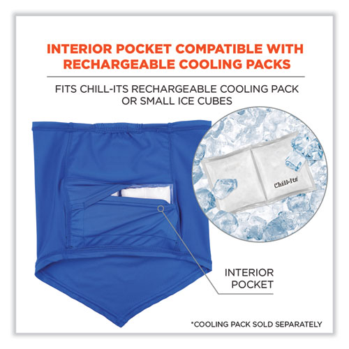 Picture of Chill-Its 6483 Cooling Neck Gaiter Bandana Pocket, Polyester/Spandex, Small/Medium, Blue