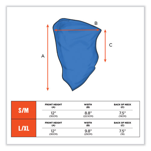 Picture of Chill-Its 6483 Cooling Neck Gaiter Bandana Pocket, Polyester/Spandex, Small/Medium, Blue