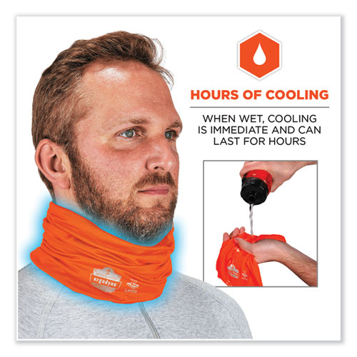 Picture of Chill-Its 6489 2-Layer Cooling Performance Knit Multi-Band, Polyester/Spandex, Small/Medium, Hi-Vis Orange
