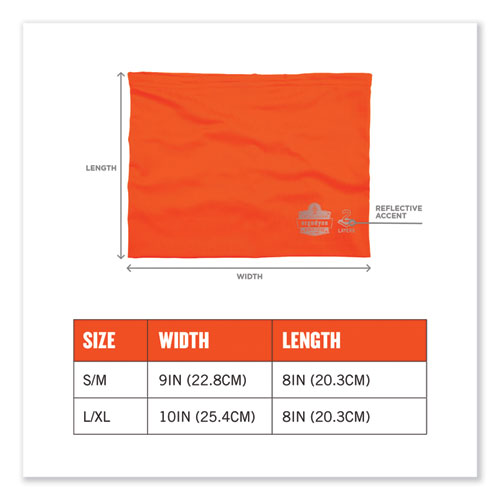 Picture of Chill-Its 6489 2-Layer Cooling Performance Knit Multi-Band, Polyester/Spandex, Small/Medium, Hi-Vis Orange