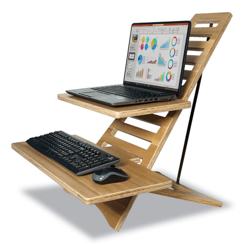Picture of DC175A High Rise Acacia Wood Laptop Standing Desk, 24.7x11.8x24, Brown Woodgrain, Supports 20 lbs