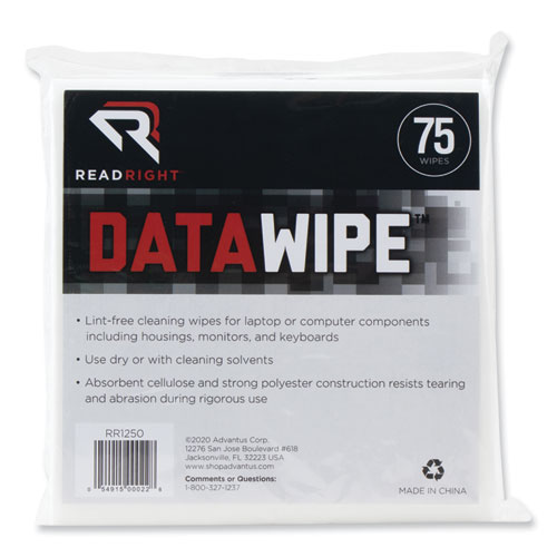 Picture of DataWipe Office Equipment Cleaner, Cloth, 6 x 6, White, 75/Pack