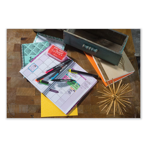 Picture of Zebrite Eco Double-Ended Highlighter, Assorted Ink Colors, Medium-Chisel/Fine-Bullet Tips, Assorted Barrel Colors, 5/Set