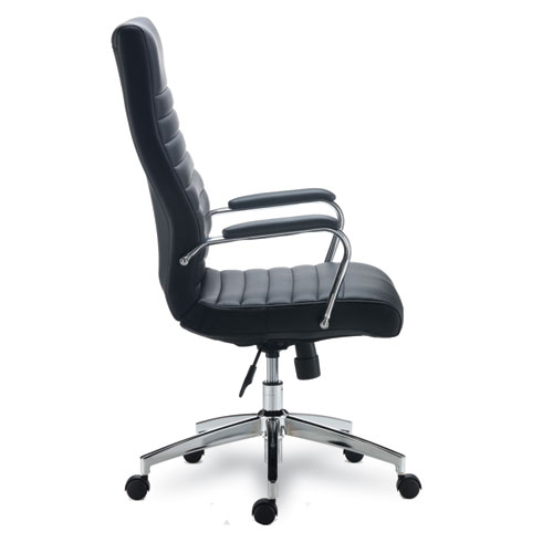 Picture of Alera Eddleston Leather Manager Chair, Supports Up to 275 lb, Black Seat/Back, Chrome Base