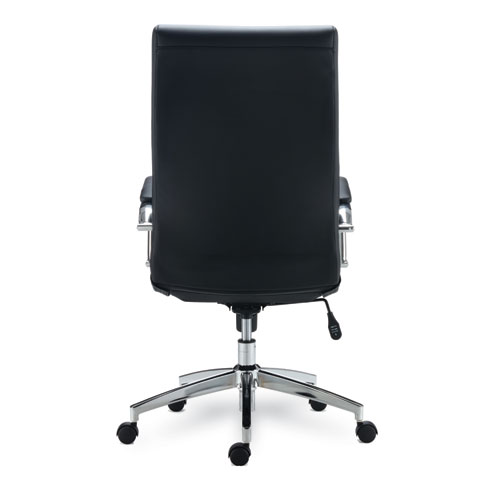 Picture of Alera Eddleston Leather Manager Chair, Supports Up to 275 lb, Black Seat/Back, Chrome Base