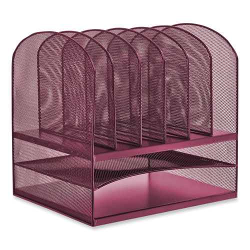 Picture of Onyx Desk Organizer with Two Horizontal and Six Upright Sections, Letter Size Files, 13.25 x 11.5 x 13, Wine