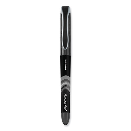 Picture of Fountain Pen, Fine 0.6 mm, Black Ink, Black/Gray Barrel, 12/Pack