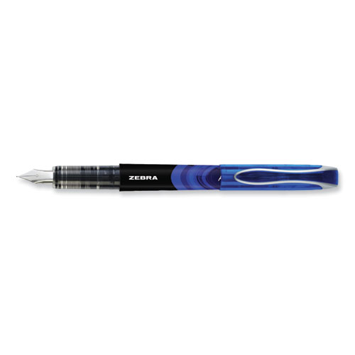 Picture of Fountain Pen, Fine 0.6 mm, Blue Ink, Black/Blue Barrel, 12/Pack