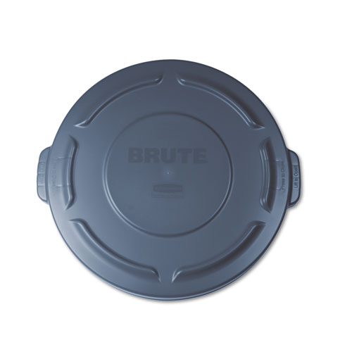 Picture of BRUTE Self-Draining Flat Top Lids for 20 gal Round BRUTE Containers, 19.88" Diameter, Gray