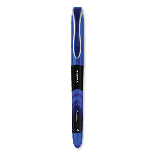 Picture of Fountain Pen, Fine 0.6 mm, Blue Ink, Black/Blue Barrel, 12/Pack