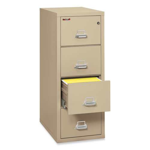 Picture of Insulated Vertical File, 1-Hour Fire Protection, 4 Legal-Size File Drawers, Parchment, 20.81" x 31.56" x 52.75"