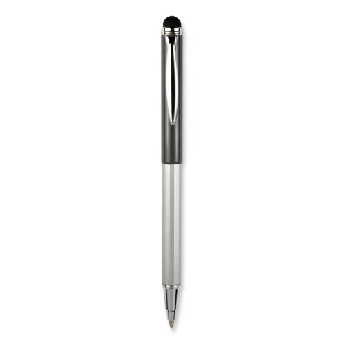 Picture of StylusPen Telescopic Ballpoint Pen/Stylus, Retractable, Medium 1 mm, Black Ink, Blue/Gray Barrel, 2/Pack