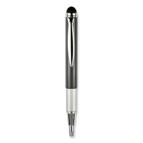 Picture of StylusPen Telescopic Ballpoint Pen/Stylus, Retractable, Medium 1 mm, Black Ink, Blue/Gray Barrel, 2/Pack