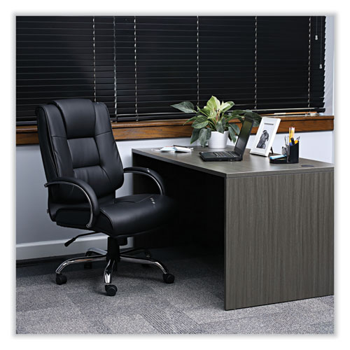 Picture of Alera Ravino Big/Tall High-Back Bonded Leather Chair, Headrest, Supports 450 lb, 20.07" to 23.74" Seat, Black, Chrome Base