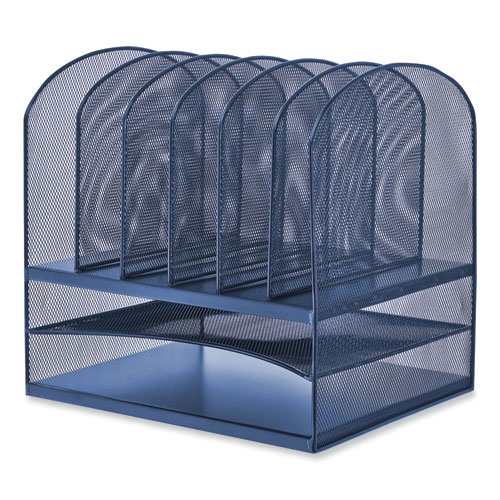Picture of Onyx Desk Organizer with Two Horizontal and Six Upright Sections, Letter Size Files, 13.25 x 11.5 x 13, Blue