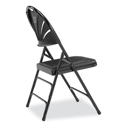 Picture of 1100 Series Fan-Back Tri-Brace Dual Hinge Folding Chair, Supports Up to 500 lb, 17.75" Seat Height, Black, 4/Carton