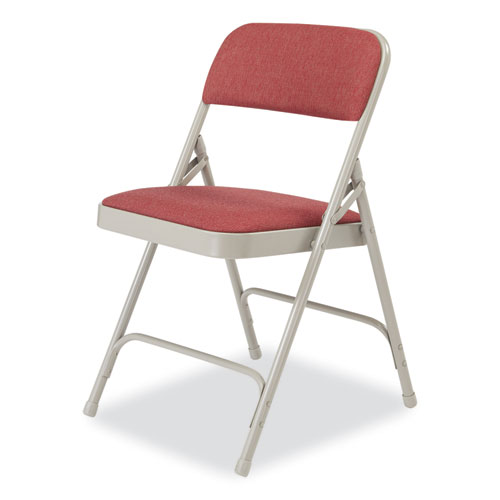 Picture of 2200 Series Fabric Dual-Hinge Premium Folding Chair, Supports Up to 500 lb, Cabernet Seat, Cabernet Back, Gray Base, 4/Carton