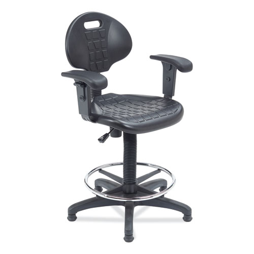Picture of 6700 Series Adjustable Height Polyurethane Task Stool with Arms, Supports Up to 300 lb, 22" to 32" Seat Height, Black