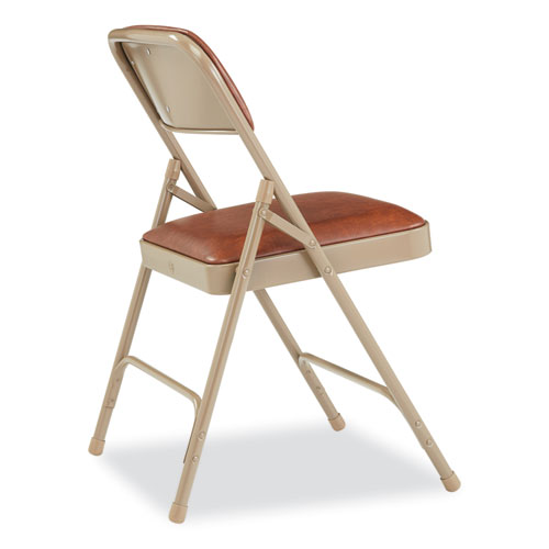 Picture of 1200 Series Vinyl Dual-Hinge Folding Chair, Supports Up to 500 lb, Honey Brown Seat, Honey Brown Back, Beige Base, 4/Carton
