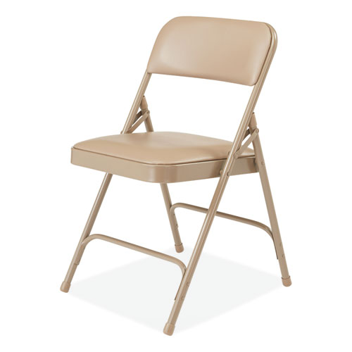 Picture of 1200 Series Premium Vinyl Dual-Hinge Folding Chair, Supports Up to 500 lb, 17.75" Seat Height, French Beige, 4/Carton