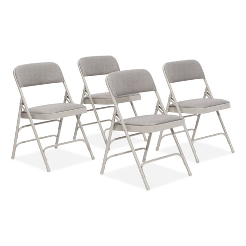 Picture of 2300 Series Fabric Triple Brace Double Hinge Premium Folding Chair, Supports Up to 500 lb, Greystone, 4/Carton
