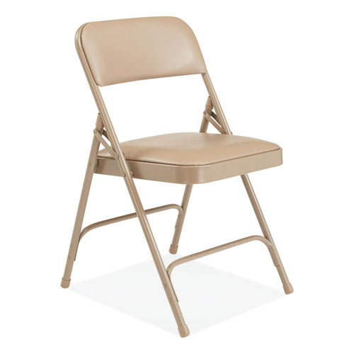 Picture of 1200 Series Premium Vinyl Dual-Hinge Folding Chair, Supports Up to 500 lb, 17.75" Seat Height, French Beige, 4/Carton