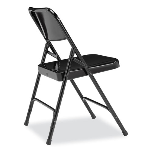 Picture of 200 Series Premium All-Steel Double Hinge Folding Chair, Supports Up to 500 lb, 17.25" Seat Height, Black, 4/Carton