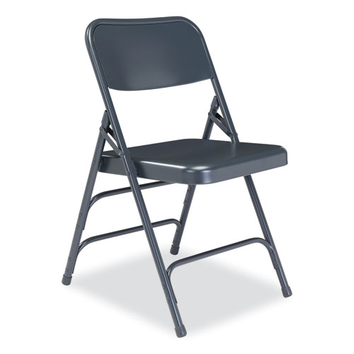Picture of 300 Series Deluxe All-Steel Triple Brace Folding Chair, Supports Up to 480 lb, 17.25" Seat Height, Blue, 4/Carton
