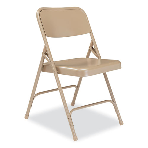 Picture of 200 Series Premium All-Steel Double Hinge Folding Chair, Supports Up to 500 lb, 17.25" Seat Height, Beige, 4/Carton