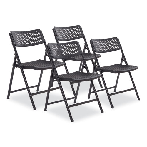 Picture of AirFlex Series Premium Poly Folding Chair, Supports Up to 1,000 lb, 17.25" Seat Height, Black, 4/Carton