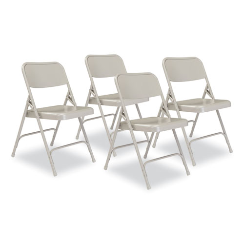Picture of 200 Series Premium All-Steel Double Hinge Folding Chair, Supports Up to 500 lb, 17.25" Seat Height, Gray, 4/Carton