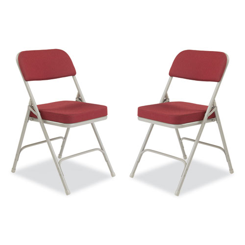 Picture of 3200 Series Premium Fabric Dual-Hinge Folding Chair, Supports Up to 300 lb, Burgundy Seat, Burgundy Back, Gray Base, 2/Carton