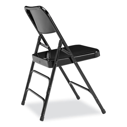 Picture of 300 Series Deluxe All-Steel Triple Brace Folding Chair, Supports Up to 480 lb, 17.25" Seat Height, Black, 4/Carton