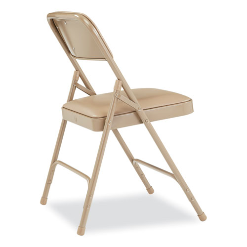 Picture of 1200 Series Premium Vinyl Dual-Hinge Folding Chair, Supports Up to 500 lb, 17.75" Seat Height, French Beige, 4/Carton