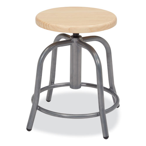Picture of 6800 Series Height Adjustable Wood Seat Swivel Stool, Supports Up to 300 lb, 19" to 25" Seat Height, Maple Seat, Gray Base