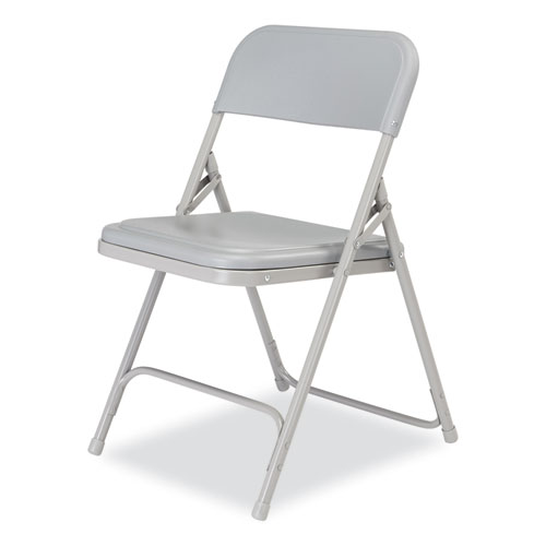 Picture of 800 Series Premium Plastic Folding Chair, Supports Up to 500 lb, 18" Seat Height, Gray Seat, Gray Back, Gray Base, 4/Carton