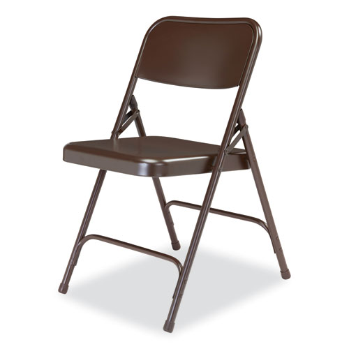 Picture of 200 Series Premium All-Steel Double Hinge Folding Chair, Supports Up to 500 lb, 17.25" Seat Height, Brown, 4/Carton