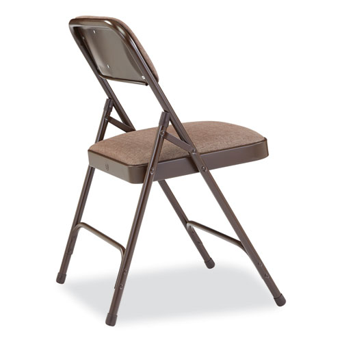 Picture of 2200 Series Fabric Dual-Hinge Premium Folding Chair, Supports Up to 500 lb, Walnut Seat, Walnut Back, Brown Base, 4/Carton