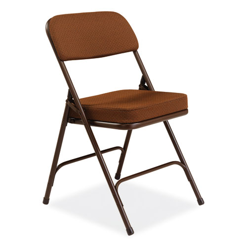 Picture of 3200 Series Premium Fabric Dual-Hinge Folding Chair, Supports Up to 300 lb, Gold Seat, Gold Back, Brown Base, 2/Carton