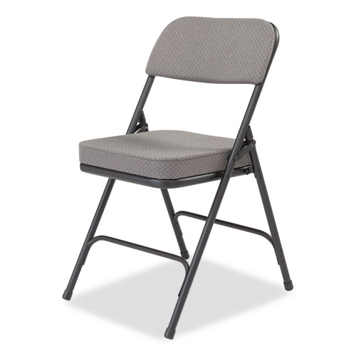 Picture of 3200 Series Fabric Dual-Hinge Folding Chair, Supports Up to 300 lb, Charcoal Seat, Charocoal Back, Black Base, 2/Carton