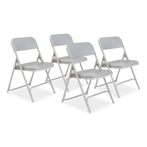 Picture of 800 Series Premium Plastic Folding Chair, Supports Up to 500 lb, 18" Seat Height, Gray Seat, Gray Back, Gray Base, 4/Carton